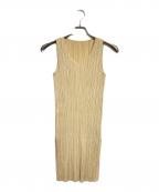PLEATS PLEASEプリーツプリーズ）の古着「プリーツミニワンピ/Pleated mini dress」｜ベージュ