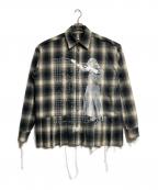 emaryエメリー）の古着「About a Girl graffiti check shirt/グラフィティチェックシャツ」｜アイボリー×グレー