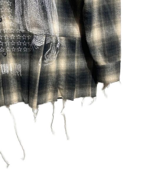 emary（エメリー）emary (エメリー) About a Girl graffiti check shirt/グラフィティチェックシャツ アイボリー×グレー サイズ:Fの古着・服飾アイテム