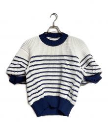 sacai（サカイ）の古着「ボリュームボーダーニット/Oversized Striped Sweater」｜ネイビー×ホワイト