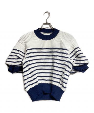 サカイ　ボリュームスリーブ　ニット　セーター　ボーダー　レディース　日本製　2 中古・古着通販】sacai (サカイ) ボリュームボーダーニット/Oversized