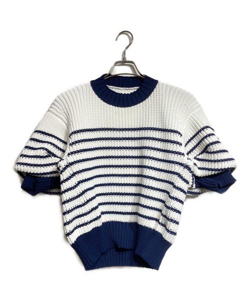 sacai（サカイ）sacai (サカイ) ボリュームボーダーニット/Oversized Striped Sweater ネイビー×ホワイト サイズ:1の古着・服飾アイテム