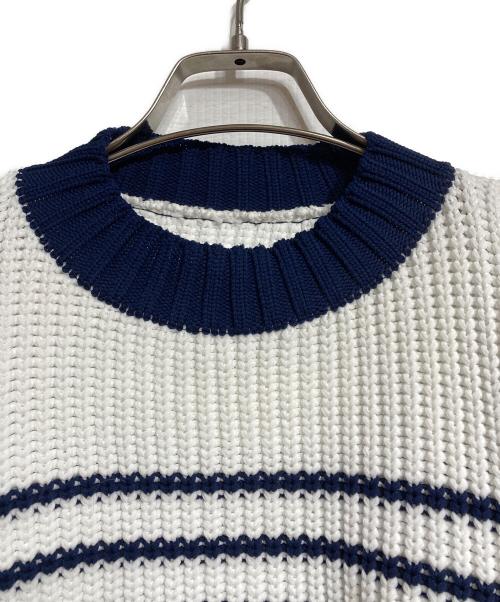 sacai（サカイ）sacai (サカイ) ボリュームボーダーニット/Oversized Striped Sweater ネイビー×ホワイト サイズ:1の古着・服飾アイテム