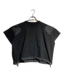 sacai（サカイ）の古着「ドローコードクロップドTシャツ/Drawstring Crop Tee」｜ブラック
