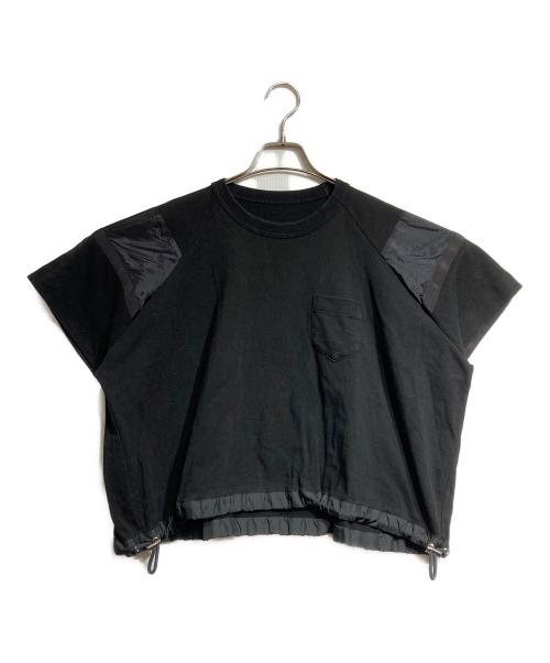 sacai（サカイ）sacai (サカイ) ドローコードクロップドTシャツ/Drawstring Crop Tee ブラック サイズ:1の古着・服飾アイテム