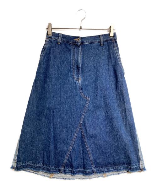 LOEWE（ロエベ）LOEWE (ロエベ) バイカラーデニムスカート/Bi-color denim skirt インディゴ サイズ:36の古着・服飾アイテム