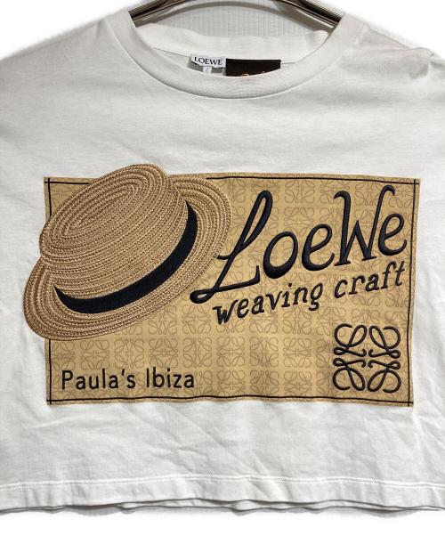 LOEWE（ロエベ）LOEWE (ロエベ) Paula's Ibiza (パウラズ・イビザ) ストローハットクロップドTシャツ/Straw hat cropped t-shirt ホワイト サイズ:XSの古着・服飾アイテム