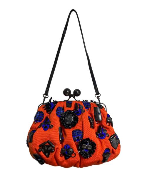JAMIN PUECH（ジャマンピュエッシュ）JAMIN PUECH (ジャマンピュエッシュ) 2WAYがま口ショルダーバッグ/2-Way Kiss-Lock Shoulder Bag オレンジ×ブルーの古着・服飾アイテム