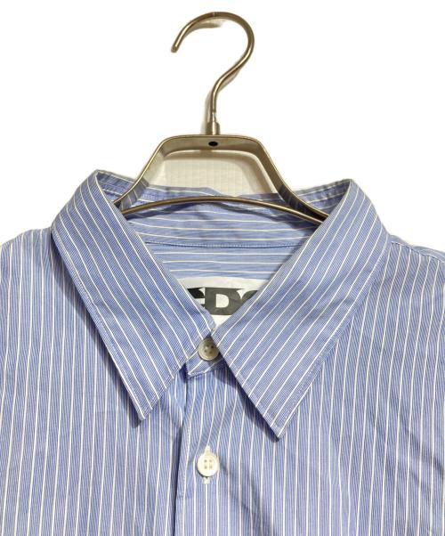 CDG（シーディージー）CDG (シーディージー) カットオフフリンジストライプシャツ/Cut-off fringe striped shirt ブルー サイズ:Mの古着・服飾アイテム