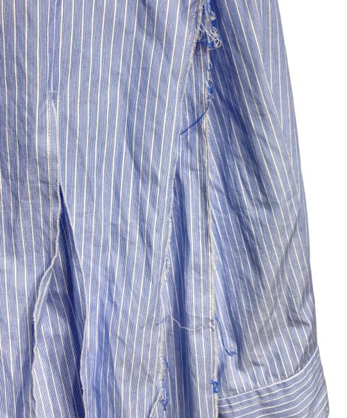 CDG（シーディージー）CDG (シーディージー) カットオフフリンジストライプシャツ/Cut-off fringe striped shirt ブルー サイズ:Mの古着・服飾アイテム