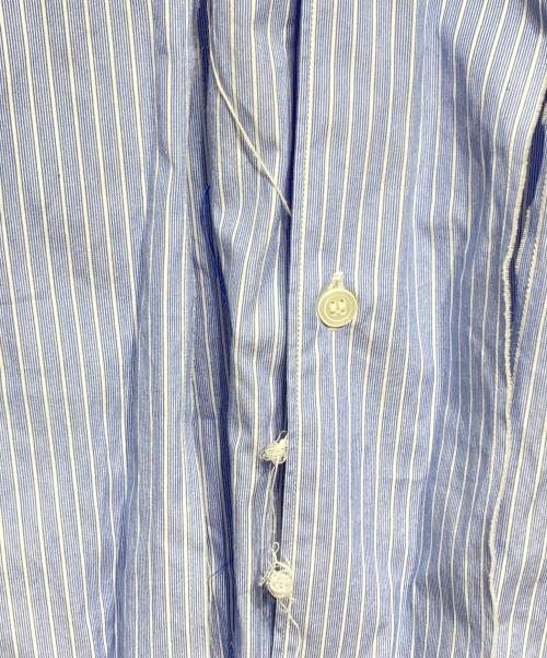 CDG（シーディージー）CDG (シーディージー) カットオフフリンジストライプシャツ/Cut-off fringe striped shirt ブルー サイズ:Mの古着・服飾アイテム