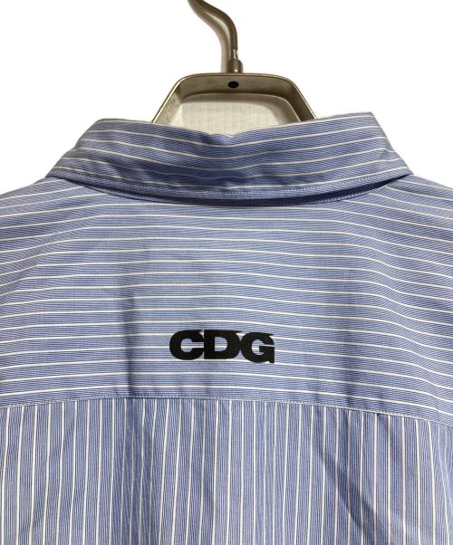 CDG（シーディージー）CDG (シーディージー) カットオフフリンジストライプシャツ/Cut-off fringe striped shirt ブルー サイズ:Mの古着・服飾アイテム