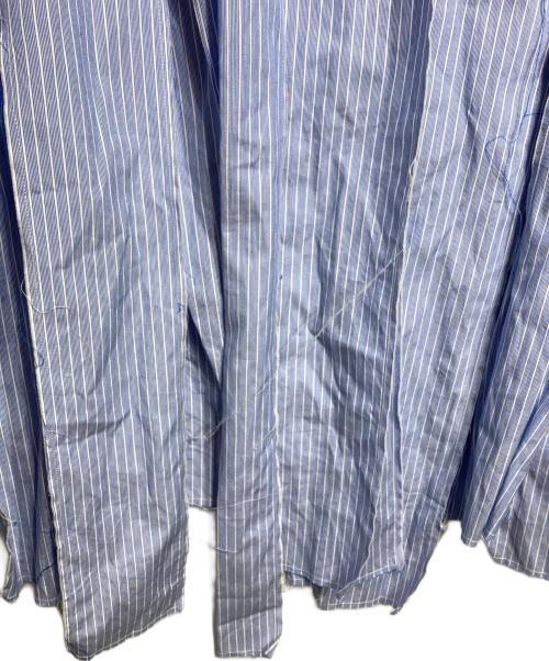 CDG（シーディージー）CDG (シーディージー) カットオフフリンジストライプシャツ/Cut-off fringe striped shirt ブルー サイズ:Mの古着・服飾アイテム