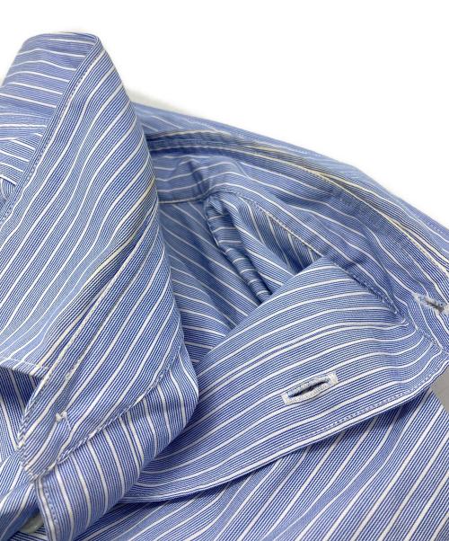 CDG（シーディージー）CDG (シーディージー) カットオフフリンジストライプシャツ/Cut-off fringe striped shirt ブルー サイズ:Mの古着・服飾アイテム