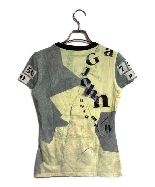 JOHN GALLIANO（ジョンガリアーノ）JOHN GALLIANO (ジョンガリアーノ) 転写プリントTシャツ/Transfer print T-shirt グリーン×イエロー サイズ:Sの古着・服飾アイテム