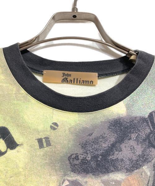 JOHN GALLIANO（ジョンガリアーノ）JOHN GALLIANO (ジョンガリアーノ) 転写プリントTシャツ/Transfer print T-shirt グリーン×イエロー サイズ:Sの古着・服飾アイテム
