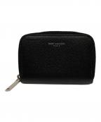 Saint Laurent Parisサンローランパリ）の古着「キャビアスキンラウンドファスナーロゴコインケース/ Caviar Skin Round Zip Coin Case with Logo」｜ブラック