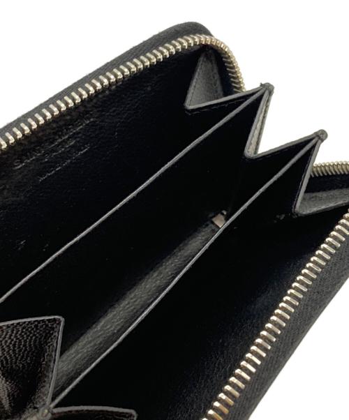 Saint Laurent Paris（サンローランパリ）Saint Laurent Paris (サンローランパリ) キャビアスキンラウンドファスナーロゴコインケース/ Caviar Skin Round Zip Coin Case with Logo ブラックの古着・服飾アイテム