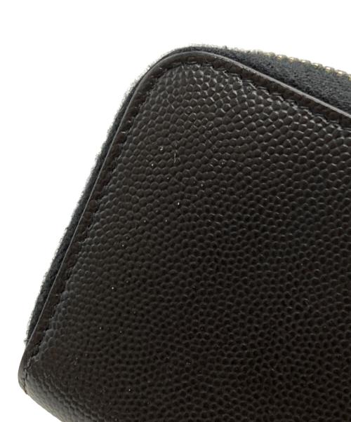 Saint Laurent Paris（サンローランパリ）Saint Laurent Paris (サンローランパリ) キャビアスキンラウンドファスナーロゴコインケース/ Caviar Skin Round Zip Coin Case with Logo ブラックの古着・服飾アイテム