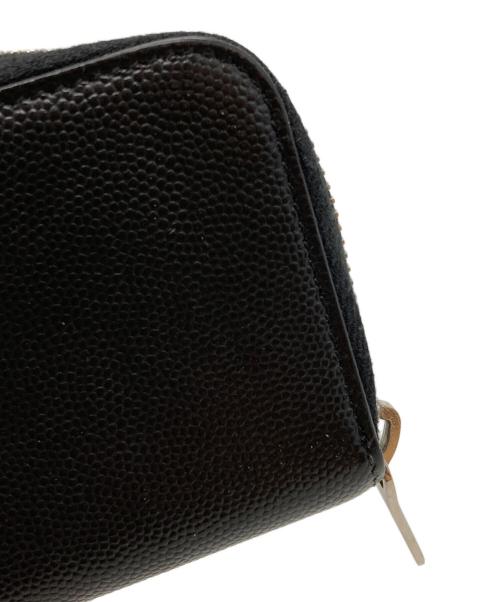 Saint Laurent Paris（サンローランパリ）Saint Laurent Paris (サンローランパリ) キャビアスキンラウンドファスナーロゴコインケース/ Caviar Skin Round Zip Coin Case with Logo ブラックの古着・服飾アイテム