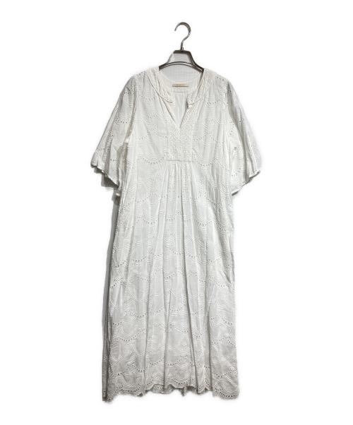 ne quittez pas（ヌキテパ）ne quittez pas (ヌキテパ) COTTON VOILE DOT HEMLA DRESS/コットンボイル ドット柄 ヘムラ ドレス（ワンピース） ホワイト サイズ:Freeの古着・服飾アイテム