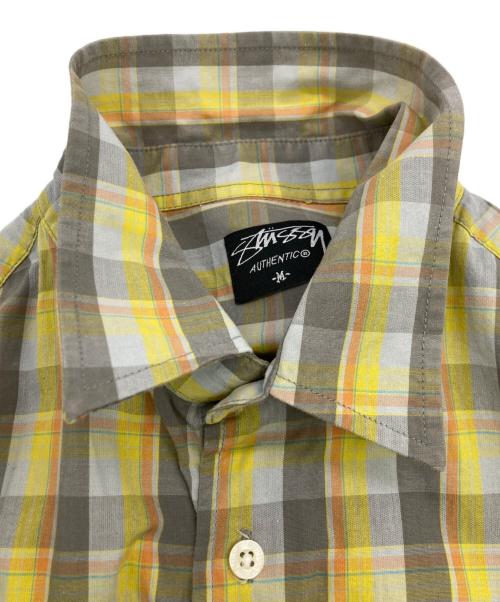 stussy（ステューシー）stussy (ステューシー) 00sチェックシャツ グレー×イエロー サイズ:Mの古着・服飾アイテム