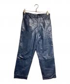 EMPORIO ARMANIエンポリオ アルマーニ）の古着「切替レザーパンツ/Leather Pants」｜ネイビー