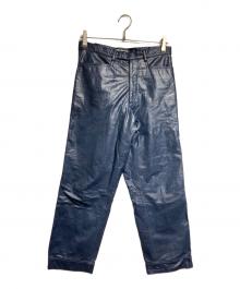 EMPORIO ARMANI（エンポリオ アルマーニ）の古着「切替レザーパンツ/Leather Pants」｜ネイビー