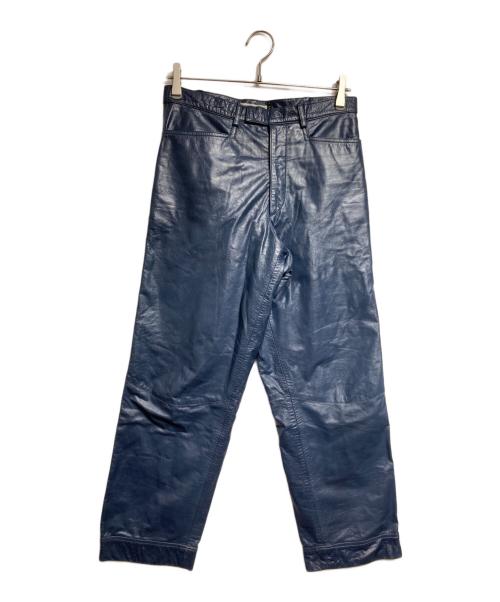 EMPORIO ARMANI（エンポリオ アルマーニ）EMPORIO ARMANI (エンポリオ アルマーニ) 切替レザーパンツ/Leather Pants ネイビー サイズ:46の古着・服飾アイテム