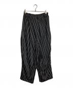 NAMESAKEネイムセイク）の古着「Mesh Striped Wide Track Pants/メッシュストライプワイドトラックパンツ」｜ブラック