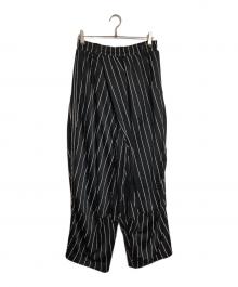 NAMESAKE（ネイムセイク）の古着「Mesh Striped Wide Track Pants/メッシュストライプワイドトラックパンツ」｜ブラック
