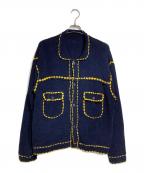 PHINGERINフィンガリン）の古着「ステッチカーディガン/stitch cardigan」｜ネイビー
