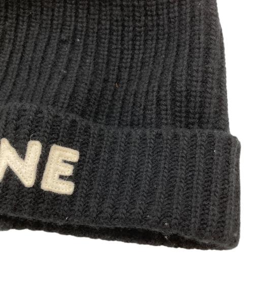 CELINE（セリーヌ）CELINE (セリーヌ) エンブロイダリーニット帽/Embroidery Knit Cap ブラック サイズ:TUの古着・服飾アイテム