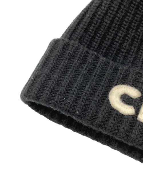 CELINE（セリーヌ）CELINE (セリーヌ) エンブロイダリーニット帽/Embroidery Knit Cap ブラック サイズ:TUの古着・服飾アイテム