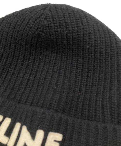 CELINE（セリーヌ）CELINE (セリーヌ) エンブロイダリーニット帽/Embroidery Knit Cap ブラック サイズ:TUの古着・服飾アイテム