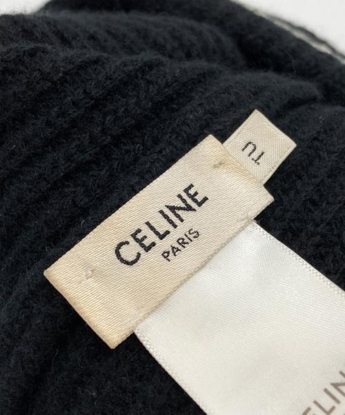CELINE（セリーヌ）CELINE (セリーヌ) エンブロイダリーニット帽/Embroidery Knit Cap ブラック サイズ:TUの古着・服飾アイテム