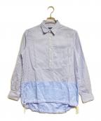 COMME des GARCONS HOMMEコムデギャルソン オム）の古着「ドローコード切替ストライプシャツ/Stripe Shirt」｜ブルー