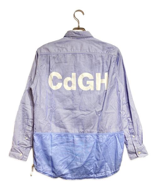 COMME des GARCONS HOMME（コムデギャルソン オム）COMME des GARCONS HOMME (コムデギャルソン オム) ドローコード切替ストライプシャツ/Stripe Shirt ブルー サイズ:XSの古着・服飾アイテム