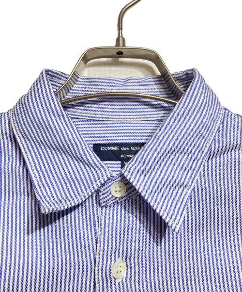 COMME des GARCONS HOMME（コムデギャルソン オム）COMME des GARCONS HOMME (コムデギャルソン オム) ドローコード切替ストライプシャツ/Stripe Shirt ブルー サイズ:XSの古着・服飾アイテム