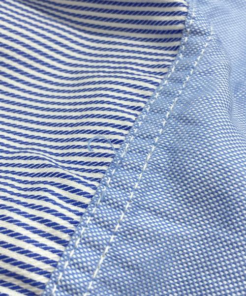 COMME des GARCONS HOMME（コムデギャルソン オム）COMME des GARCONS HOMME (コムデギャルソン オム) ドローコード切替ストライプシャツ/Stripe Shirt ブルー サイズ:XSの古着・服飾アイテム