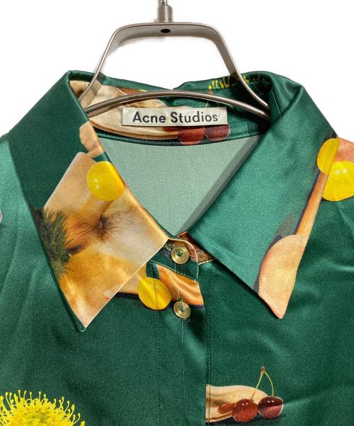 Acne studios（アクネ ストゥディオズ）ACNE STUDIOS (アクネ ストゥディオズ) BLEY PRINTED SATIN DRESS/ブレイ プリンテッド サテン ドレス グリーン×ベージュ サイズ:34の古着・服飾アイテム