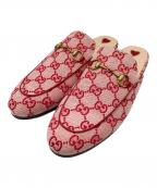 GUCCIグッチ）の古着「GGキャンバスホースビットプリンスタウンミュール/Gucci Princetown GG canvas horsebit mule」｜ピンク