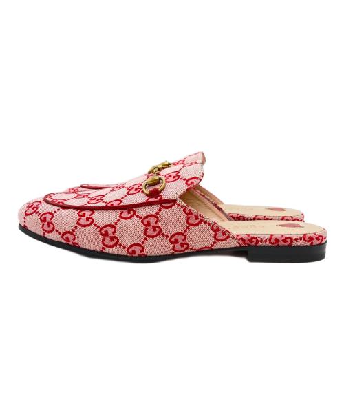 GUCCI（グッチ）GUCCI (グッチ) GGキャンバスホースビットプリンスタウンミュール/Gucci Princetown GG canvas horsebit mule ピンク サイズ:39の古着・服飾アイテム