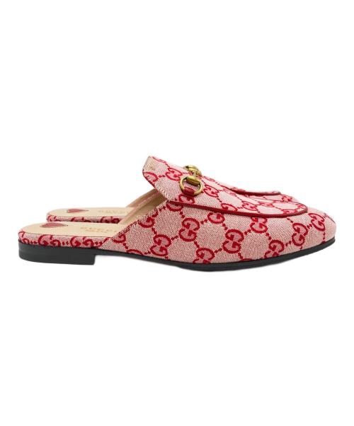 GUCCI（グッチ）GUCCI (グッチ) GGキャンバスホースビットプリンスタウンミュール/Gucci Princetown GG canvas horsebit mule ピンク サイズ:39の古着・服飾アイテム