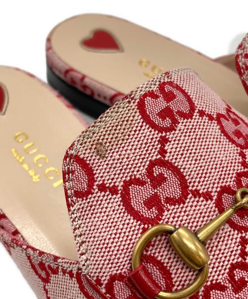 GUCCI（グッチ）GUCCI (グッチ) GGキャンバスホースビットプリンスタウンミュール/Gucci Princetown GG canvas horsebit mule ピンク サイズ:39の古着・服飾アイテム