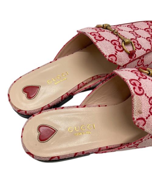 GUCCI（グッチ）GUCCI (グッチ) GGキャンバスホースビットプリンスタウンミュール/Gucci Princetown GG canvas horsebit mule ピンク サイズ:39の古着・服飾アイテム
