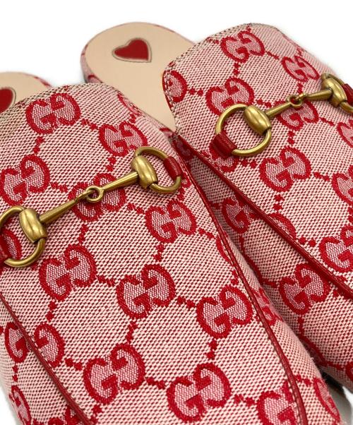 GUCCI（グッチ）GUCCI (グッチ) GGキャンバスホースビットプリンスタウンミュール/Gucci Princetown GG canvas horsebit mule ピンク サイズ:39の古着・服飾アイテム