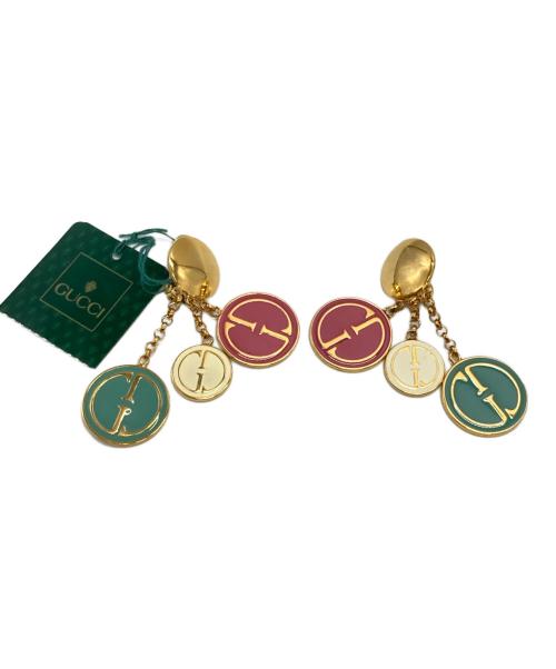 GUCCI（グッチ）GUCCI (グッチ) インターロッキングGイヤリング/Interlocking G Earrings グリーン×ピンク×ゴールドの古着・服飾アイテム