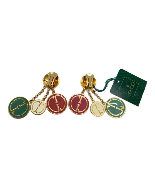 GUCCI（グッチ）GUCCI (グッチ) インターロッキングGイヤリング/Interlocking G Earrings グリーン×ピンク×ゴールドの古着・服飾アイテム