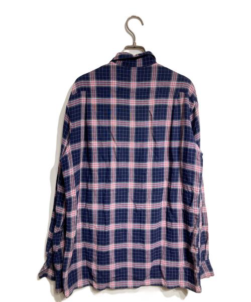 VINTAGE（ヴィンテージ）VINTAGE (ヴィンテージ) 60's~レーヨンループカラーチェックシャツ/1960s-era Rayon Loop-Collar Check Shirt レッド×ネイビー サイズ:Mの古着・服飾アイテム